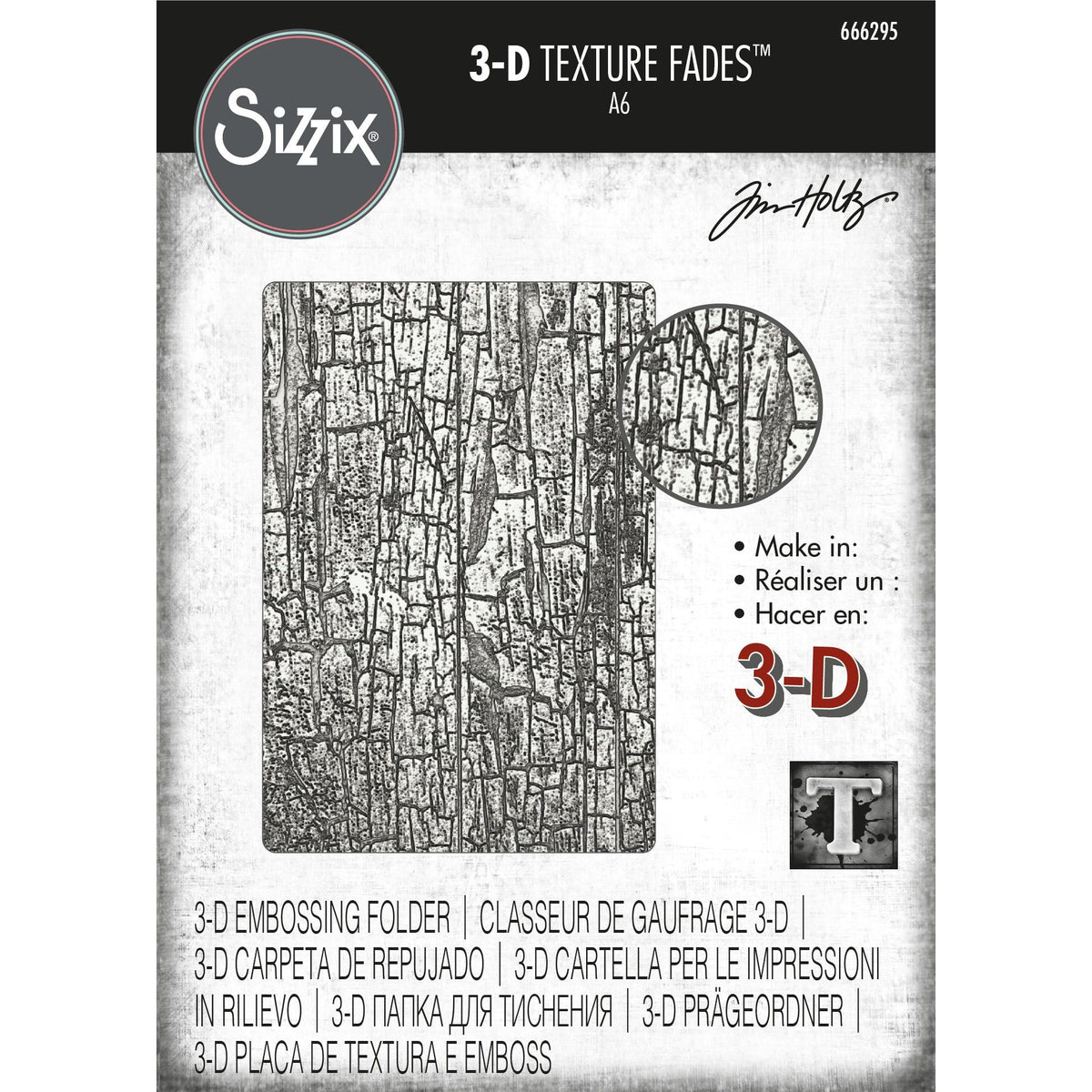 Tim Holtz Sizzix Cracked 3D Texture Fades Embossing Folder 666295