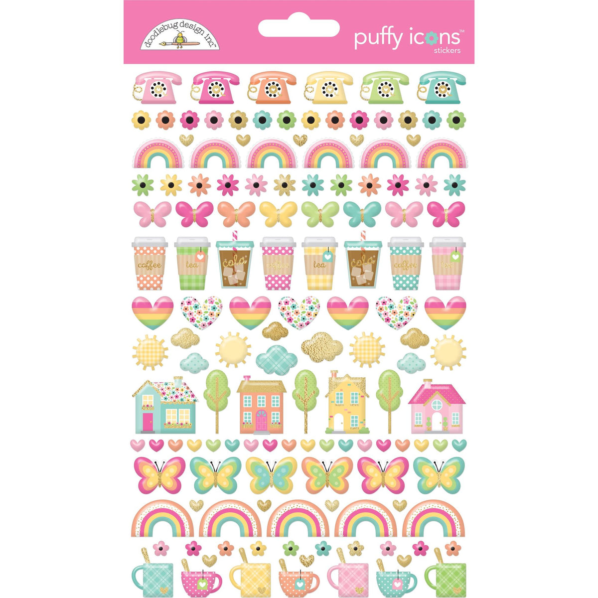 Doodlebug Hello Again Puffy Icons Stickers 8171