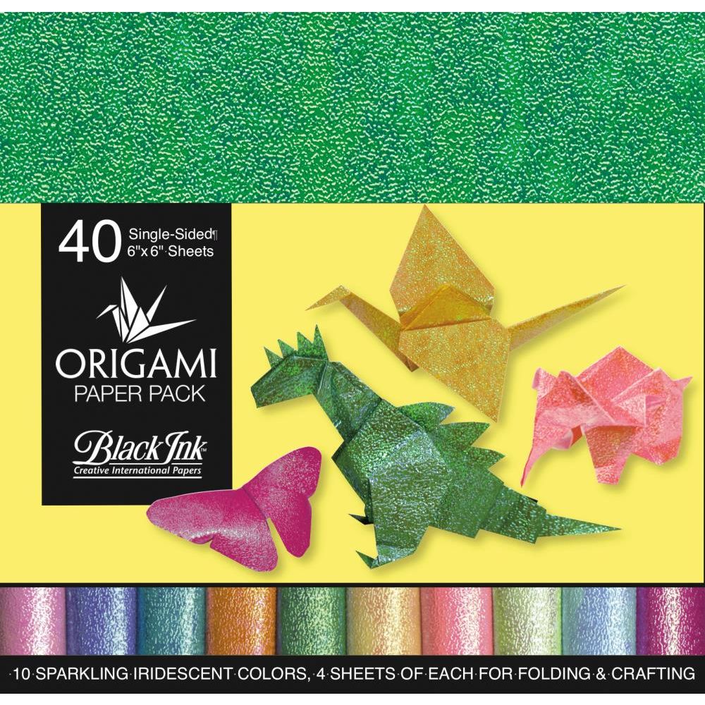 Black Ink Iridescent Origami Assorted 6 x 6 Paper Pack 35386