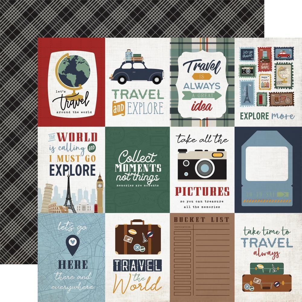 Echo Park Let's Go Travel 12 x 12 Collection Kit lgt310016 3"X4" Journaling Cards