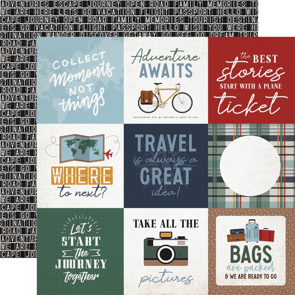 Echo Park Let's Go Travel 12 x 12 Collection Kit lgt310016 4"X4" Journaling Cards