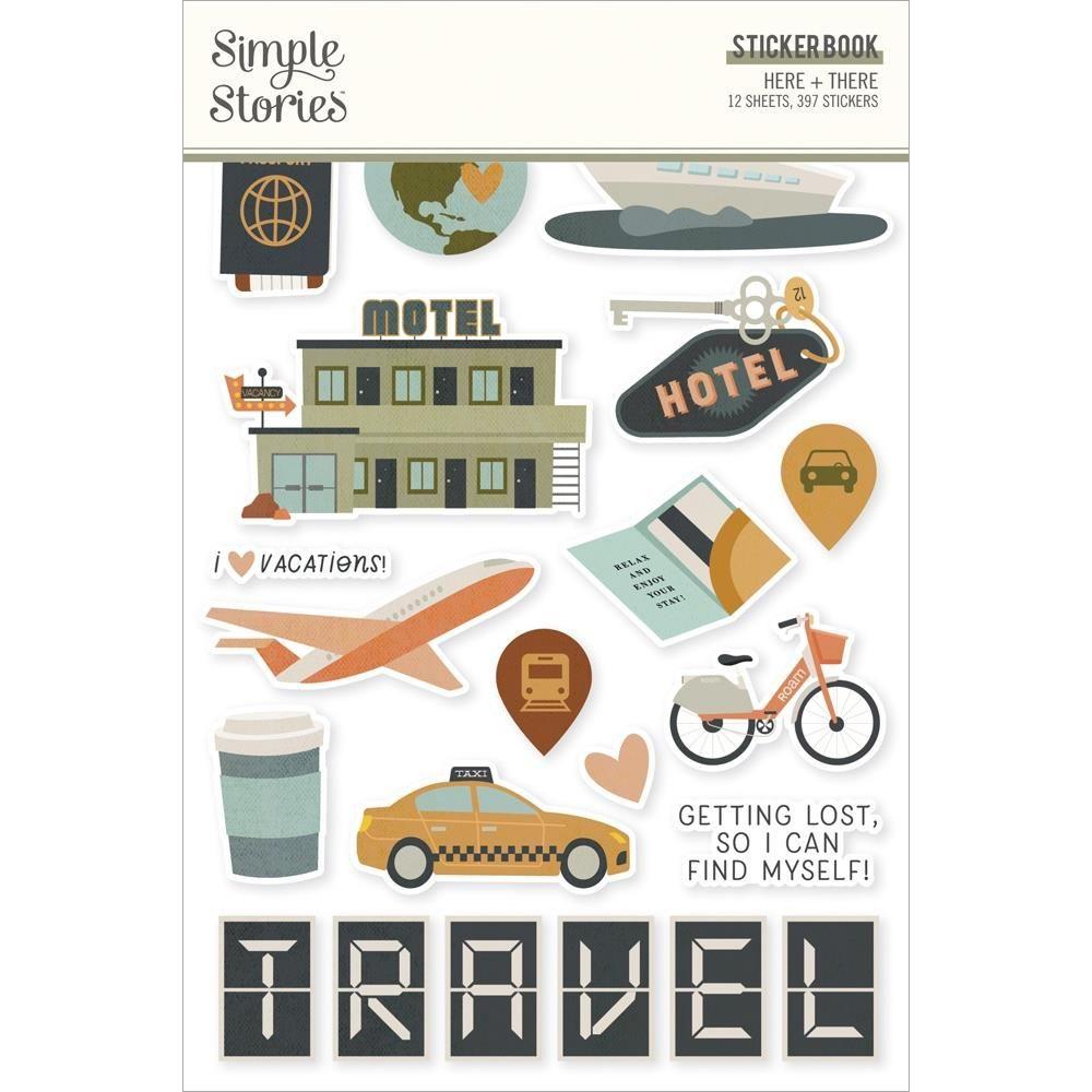 Simple Stories Here And There Sticker Book 19820 Travel embellishments