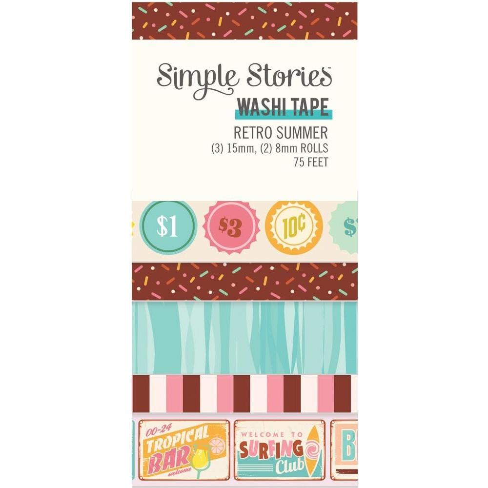 Simple Stories Retro Summer Washi Tape 20025 sprinkles ice cream tropical bar surfing club bottle caps