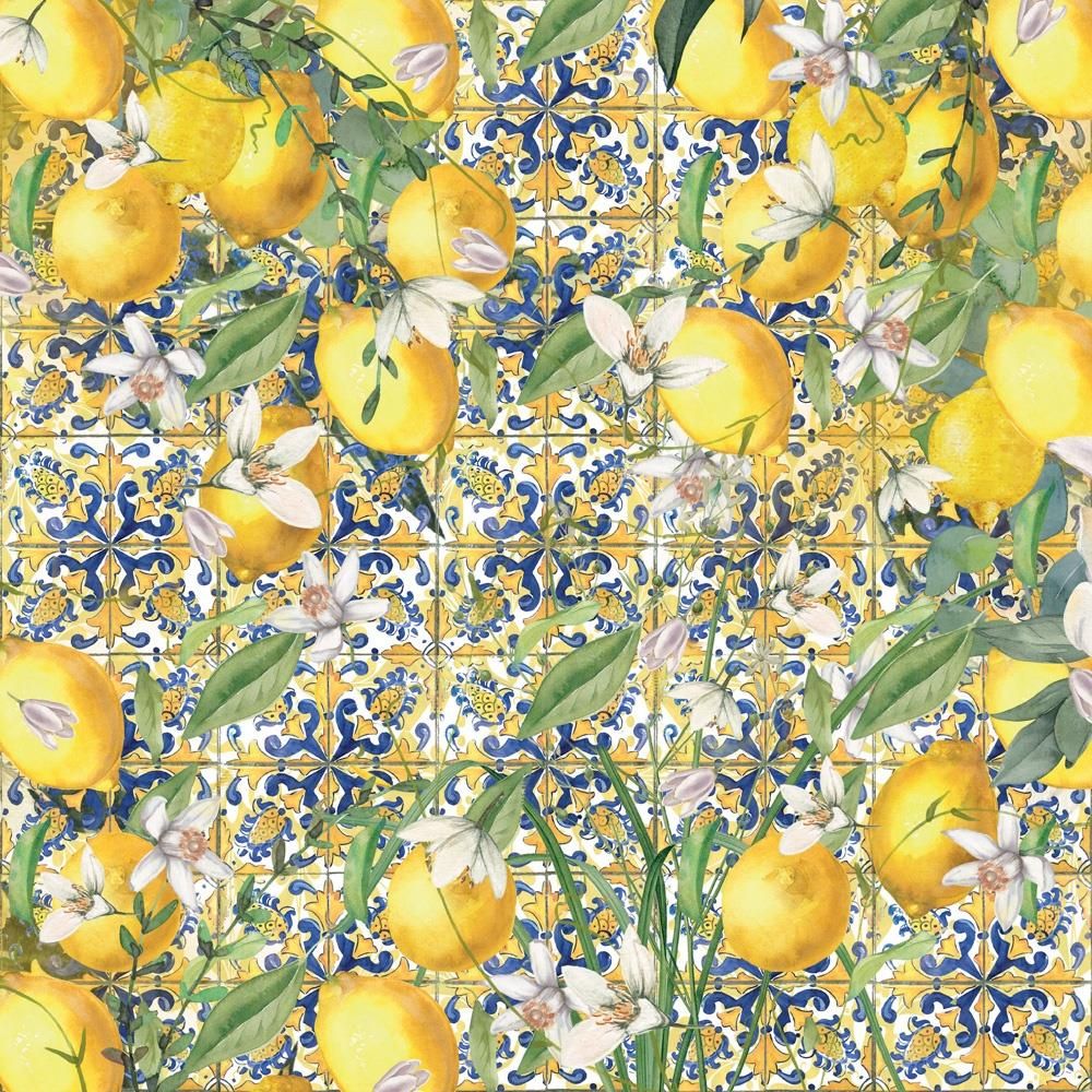 Crafter's Companion Mediterranean Dreams 6 x 6 Paper Pad med-pad6 Lemon Floral Tile