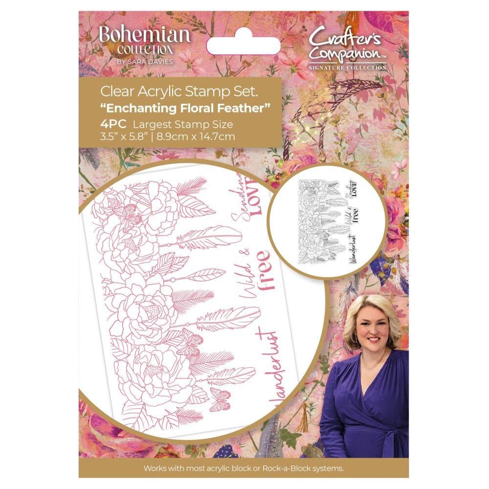 Crafter's Companion Enchanting Floral Feather Clear Stamps s-boh-ca-st-enfl