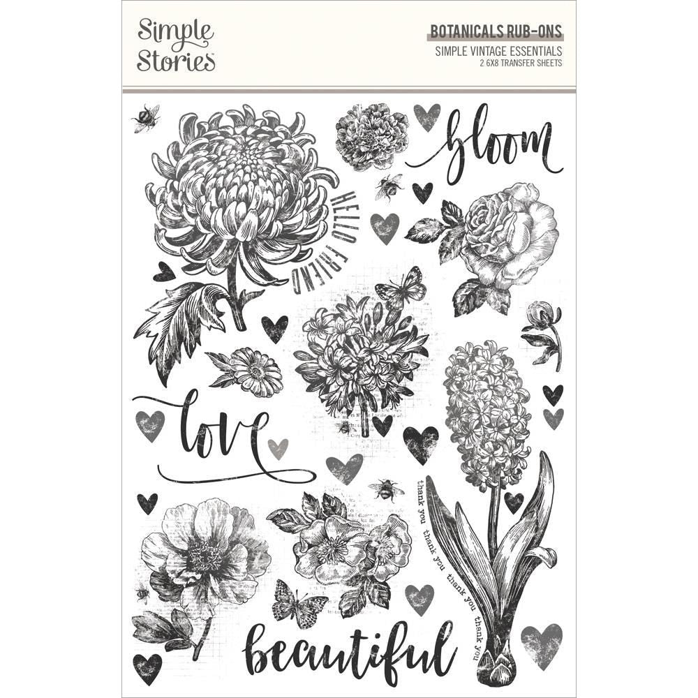 Simple Stories Vintage Essentials Botanicals Rub Ons 20425