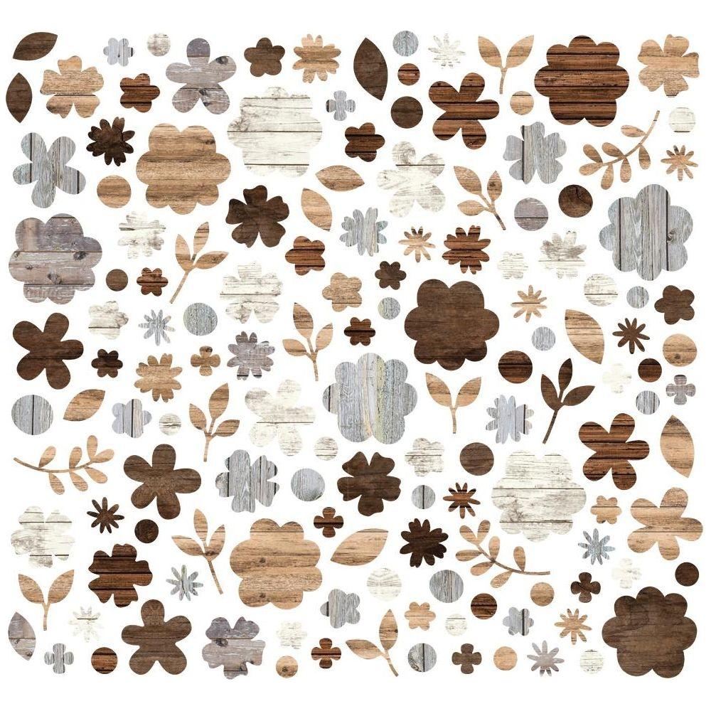 Simple Stories Woods Color Vibe Flowers Bits And Pieces 13487 Close-up, detailed view showcasing the intricate die-cut cardstock pieces