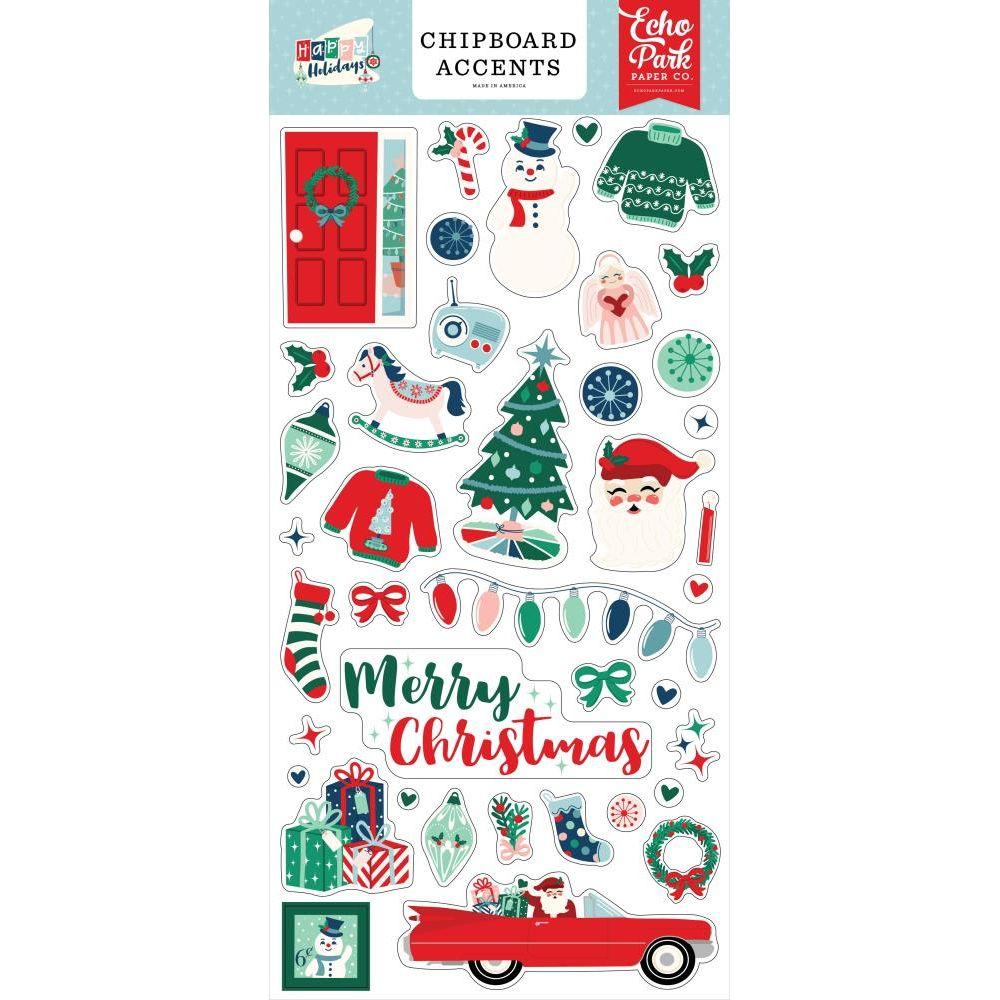 Echo Park Happy Holidays 12 x 12 Mega Bundle hph327050 Chipboard Accents