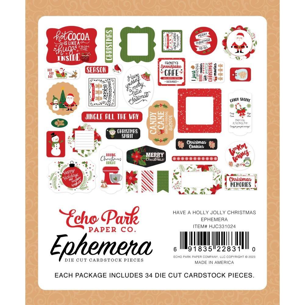 Echo Park Have A Holly Jolly Christmas Ephemera hjc331024 Back of Packaging