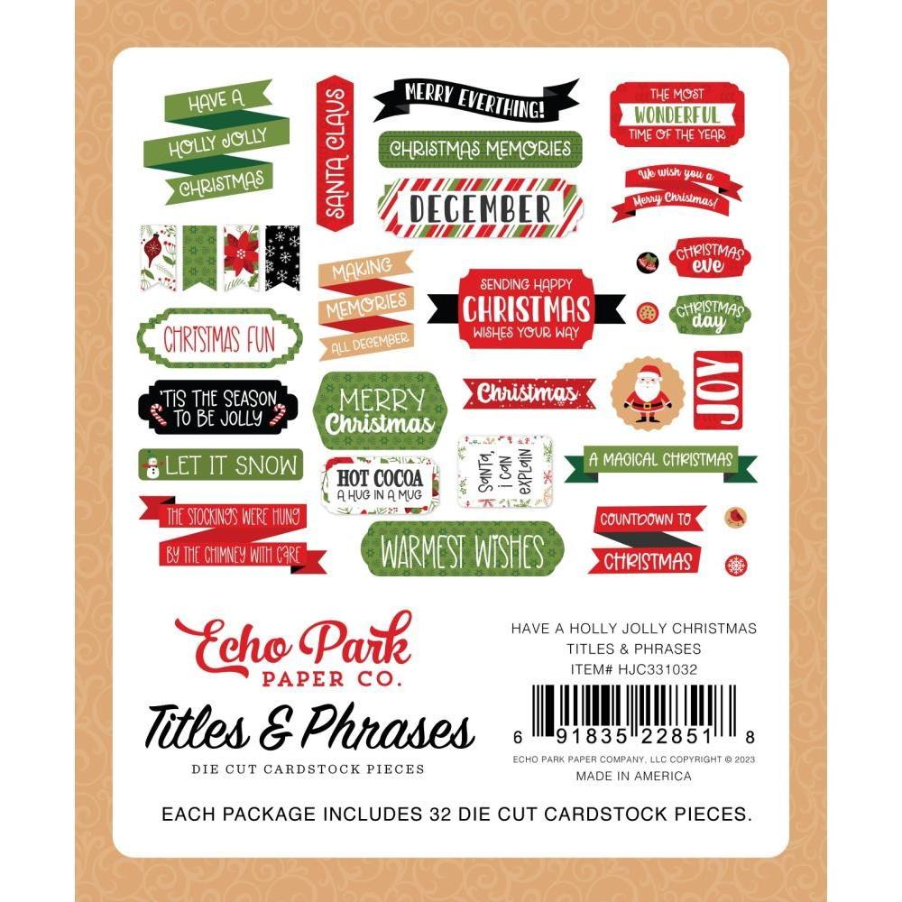 Echo Park Have A Holly Jolly Christmas Titles And Phrases hjc331032 Back of Packaging