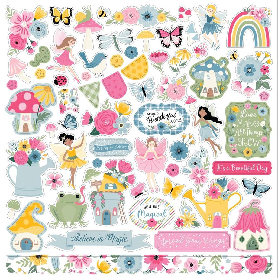 (1) 12x12 Sheet Echo Park Paper WEDDING Scrapbook Element Stickers 