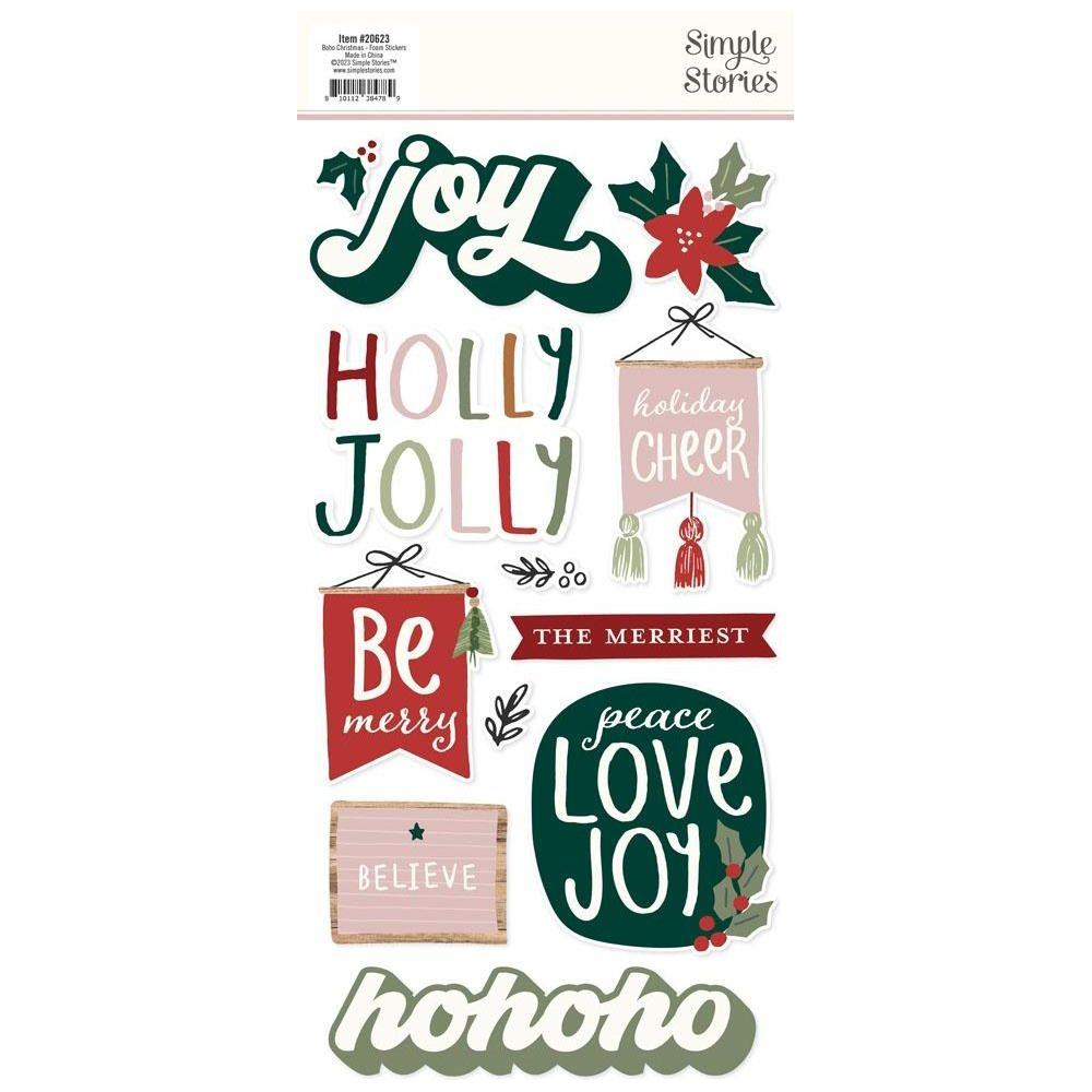 Simple Stories Boho Christmas Foam Stickers 20623 Back of Product View