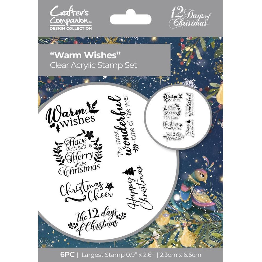 Crafter's Companion Twelve Days of Christmas Acrylic Clear Stamp: Warm Wishes (CCASTWW)