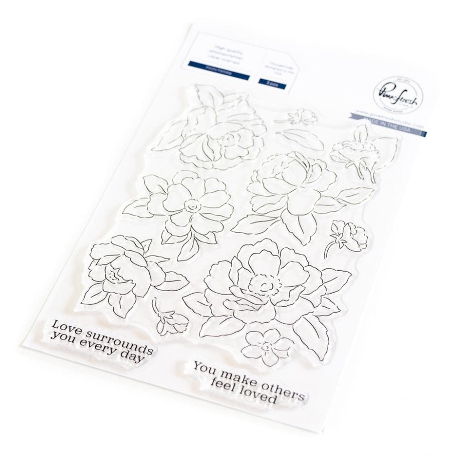 Sunny Studio Stamps Clear Photopolymer Pink Peonies Stamps