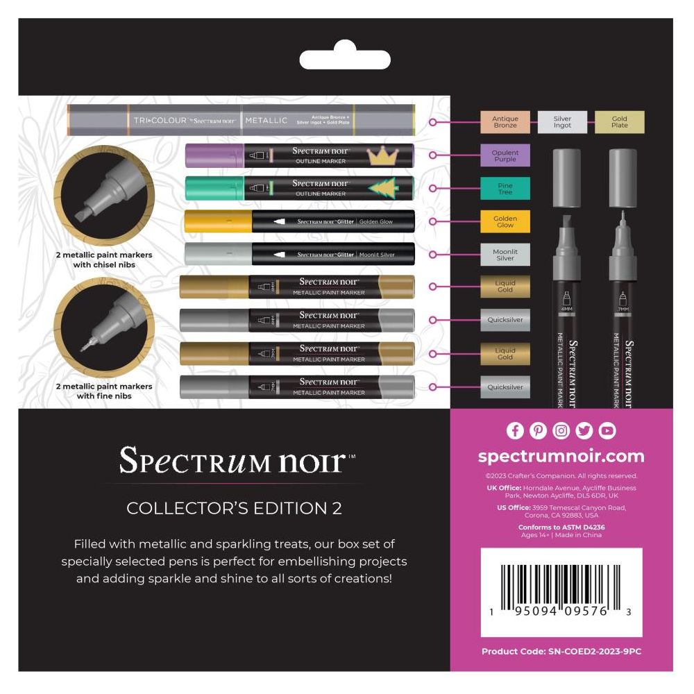 Spectrum Noir Collector's Edition Set 2 sn-coed2-2023-9pc back of pack