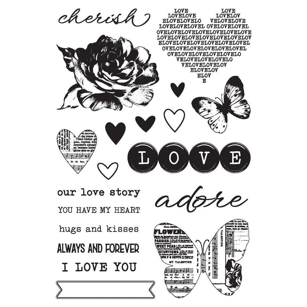 Simple Stories Vintage Love Story Clear Stamps 21420