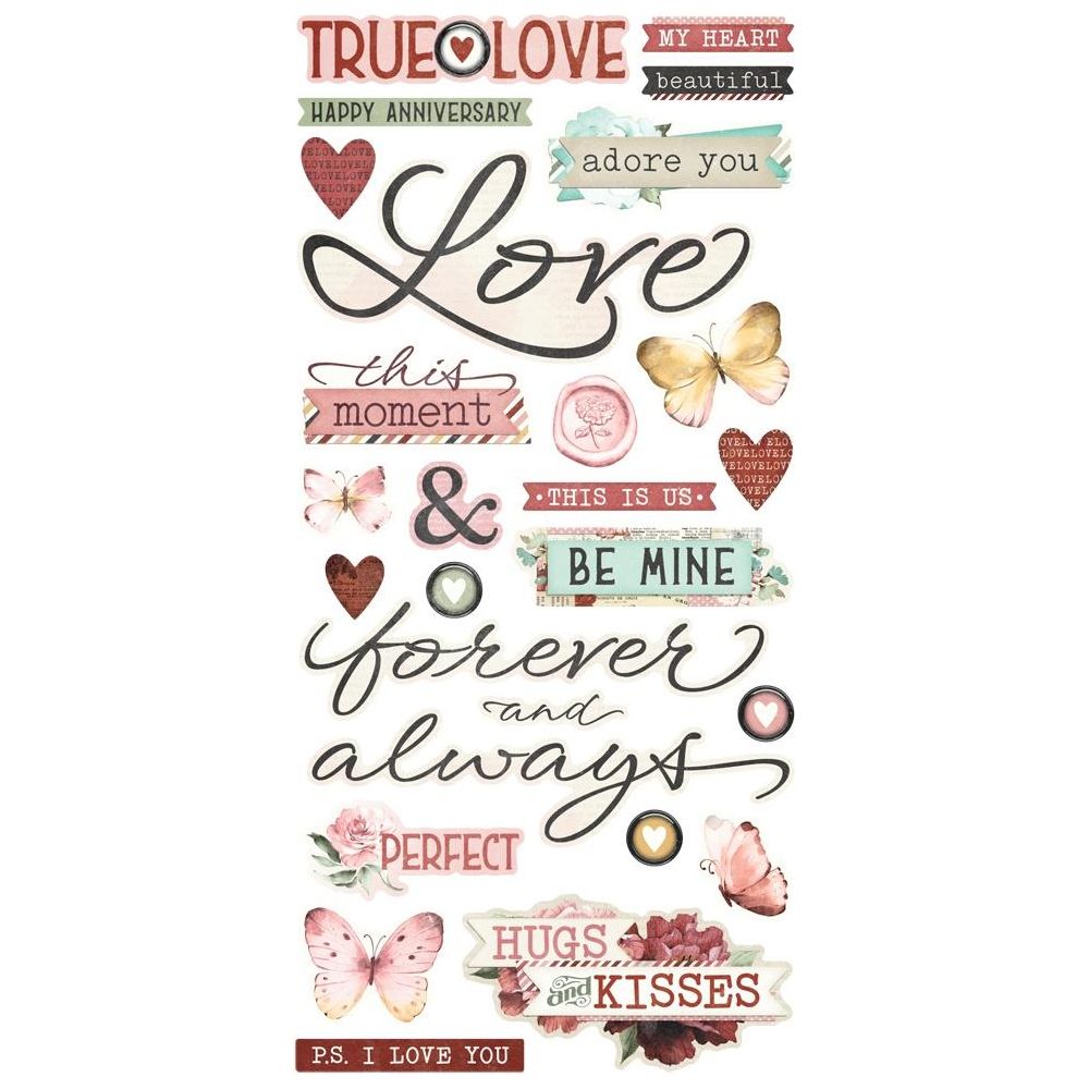 Simple Stories Vintage Love Story Foam Stickers 21429