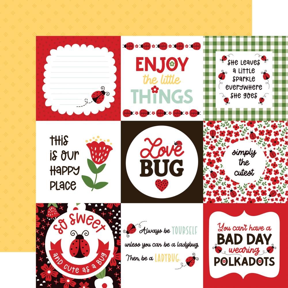 Echo Park Little Ladybug 12 x 12 Collection Kit llb347016 4X4 Journaling Cards