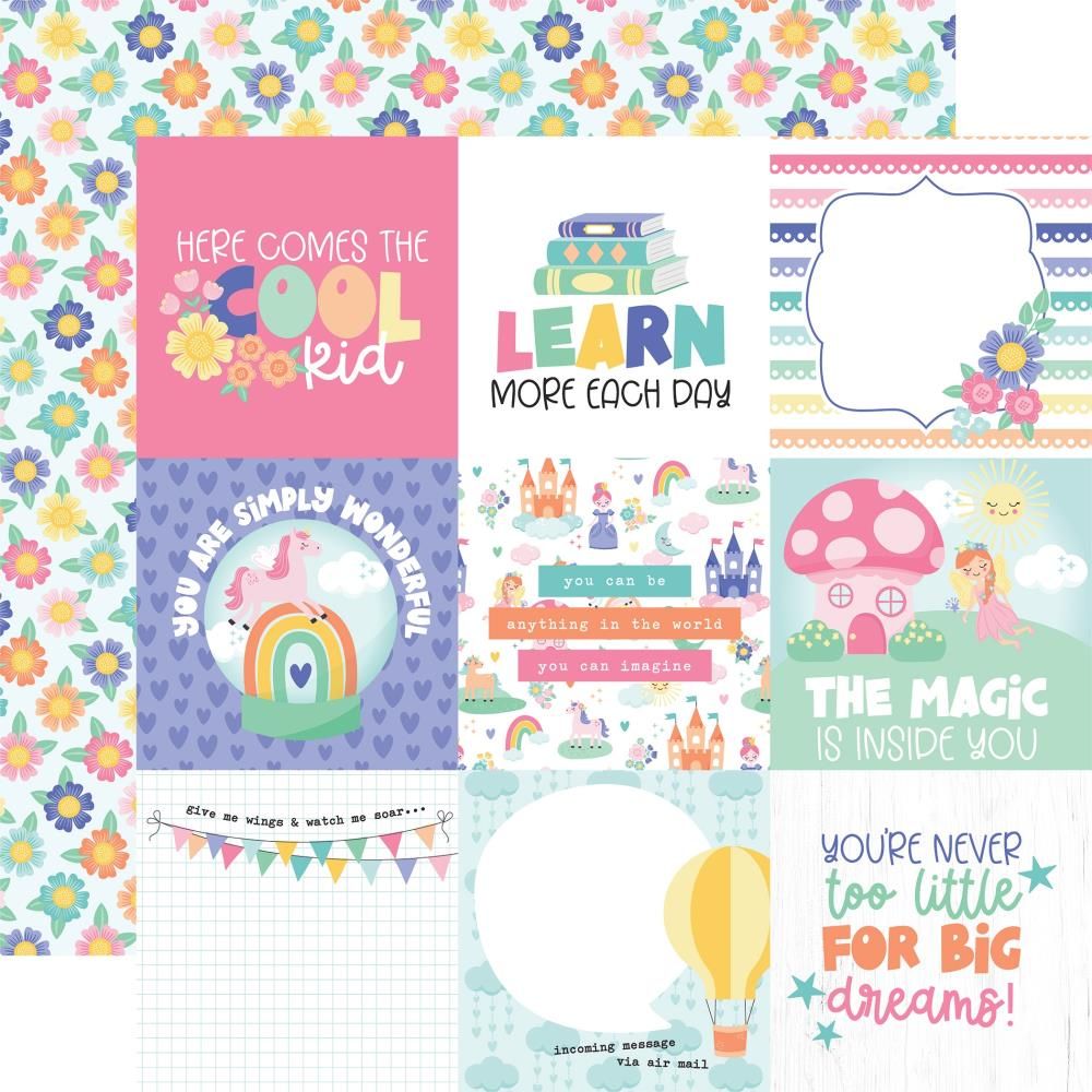 Echo Park My Little Girl 12 x 12 Collection Kit mlg358016 4X4 Journaling Cards