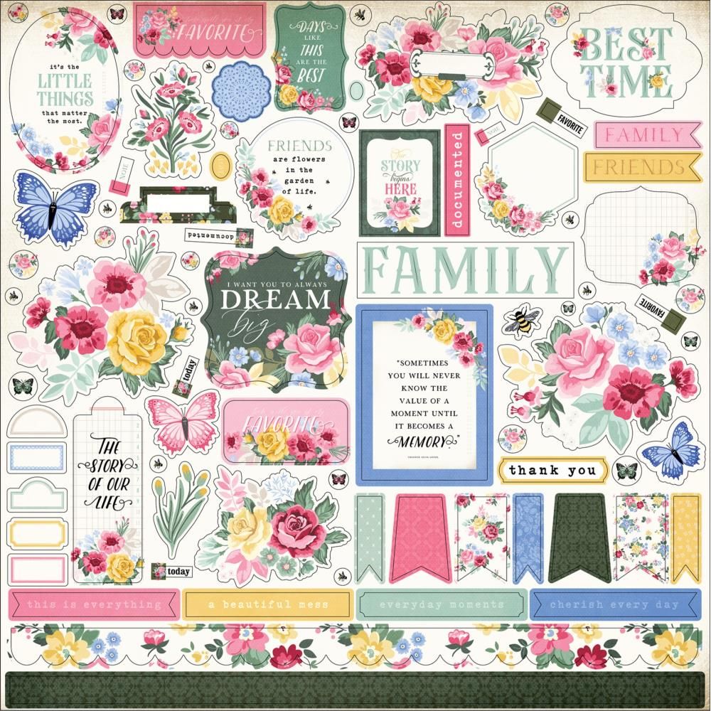 Carta Bella Bloom 12 x 12 Collection Kit cbbl366016 Cardstock Stickers