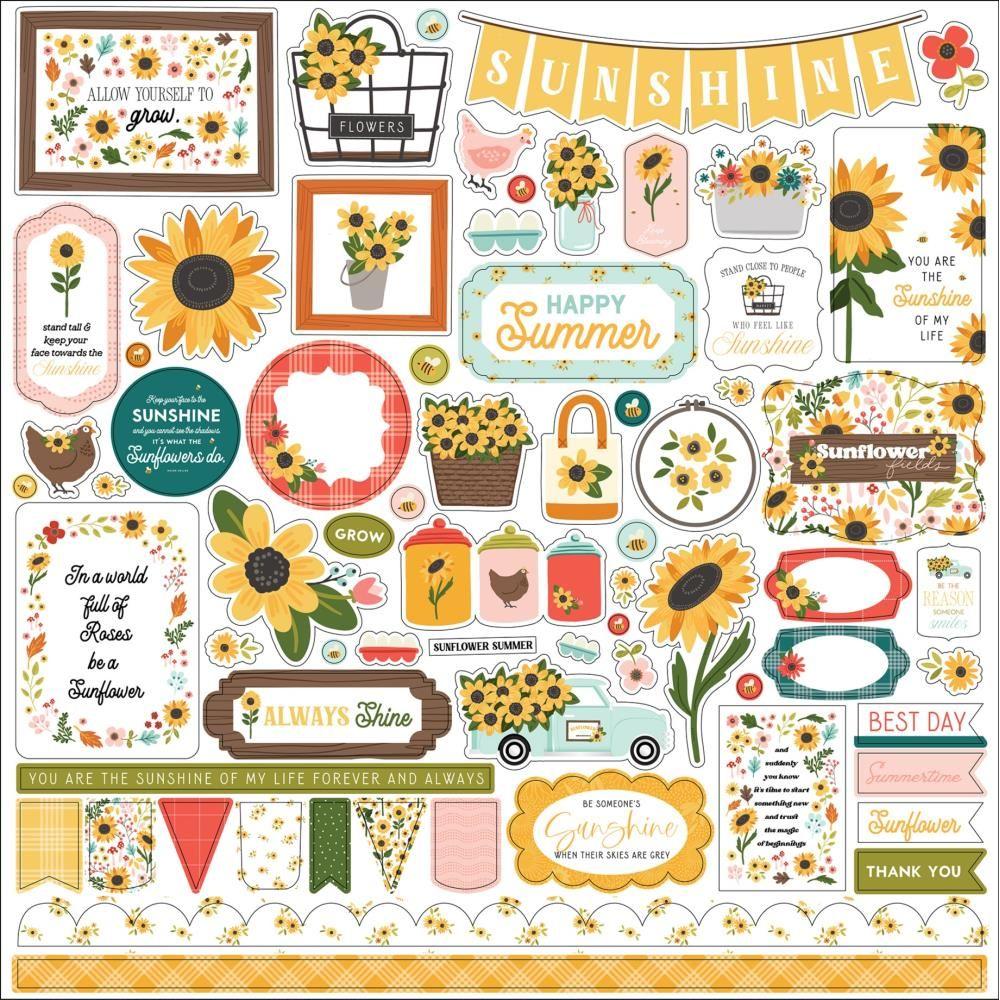 Carta Bella Sunflower Summer 12 x 12 Collection Kit cbss368016 Cardstock Stickers