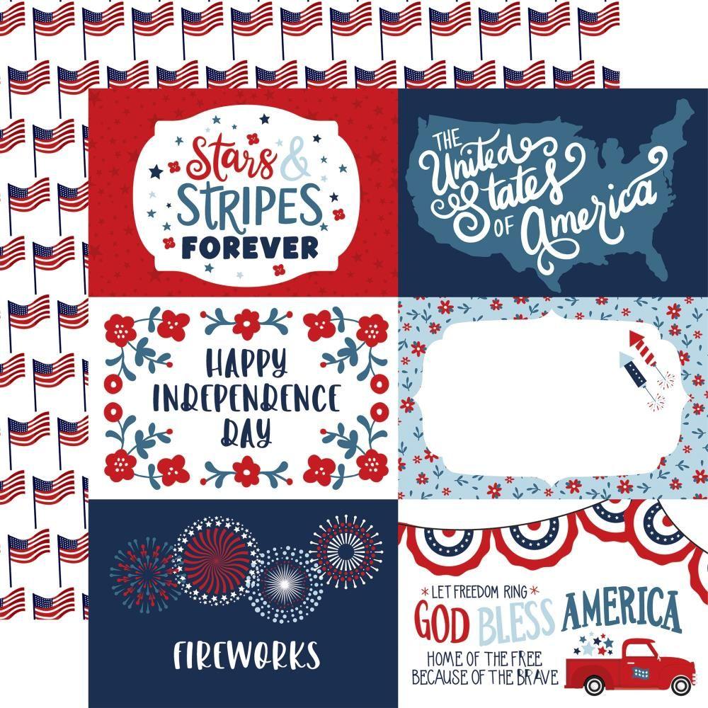 Echo Park Stars And Stripes Forever 12 x 12 Collection Kit ssf369016 6X4 Journaling Cards