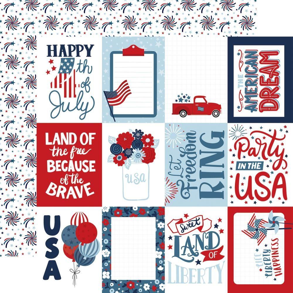 Echo Park Stars And Stripes Forever 12 x 12 Collection Kit ssf369016 3X4 Journaling Cards