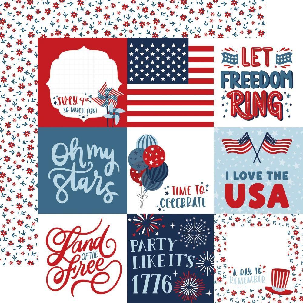 Echo Park Stars And Stripes Forever 12 x 12 Collection Kit ssf369016 4X4 Journaling Card