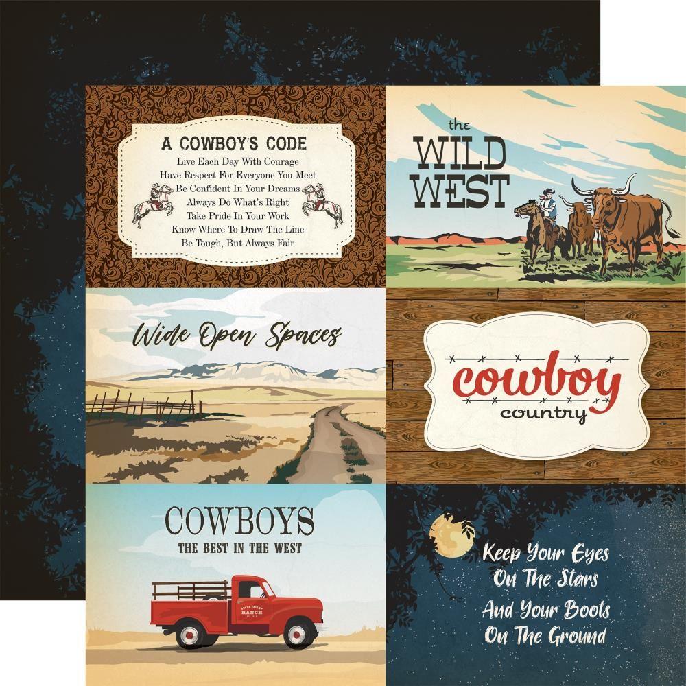 Carta Bella Cowboys 12 x 12 Collection Kit cbcbs371016 6X4 Journaling Cards