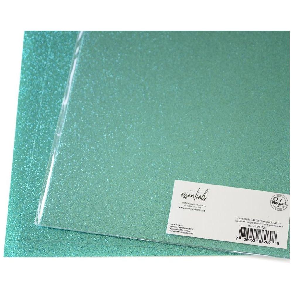 Pinkfresh Studio Essentials Glitter Cardstock Aqua pf142es Detailed Product Image