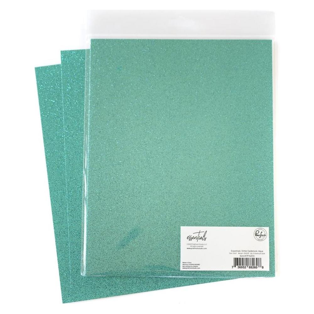 Pinkfresh Studio Essentials Glitter Cardstock Aqua pf142es