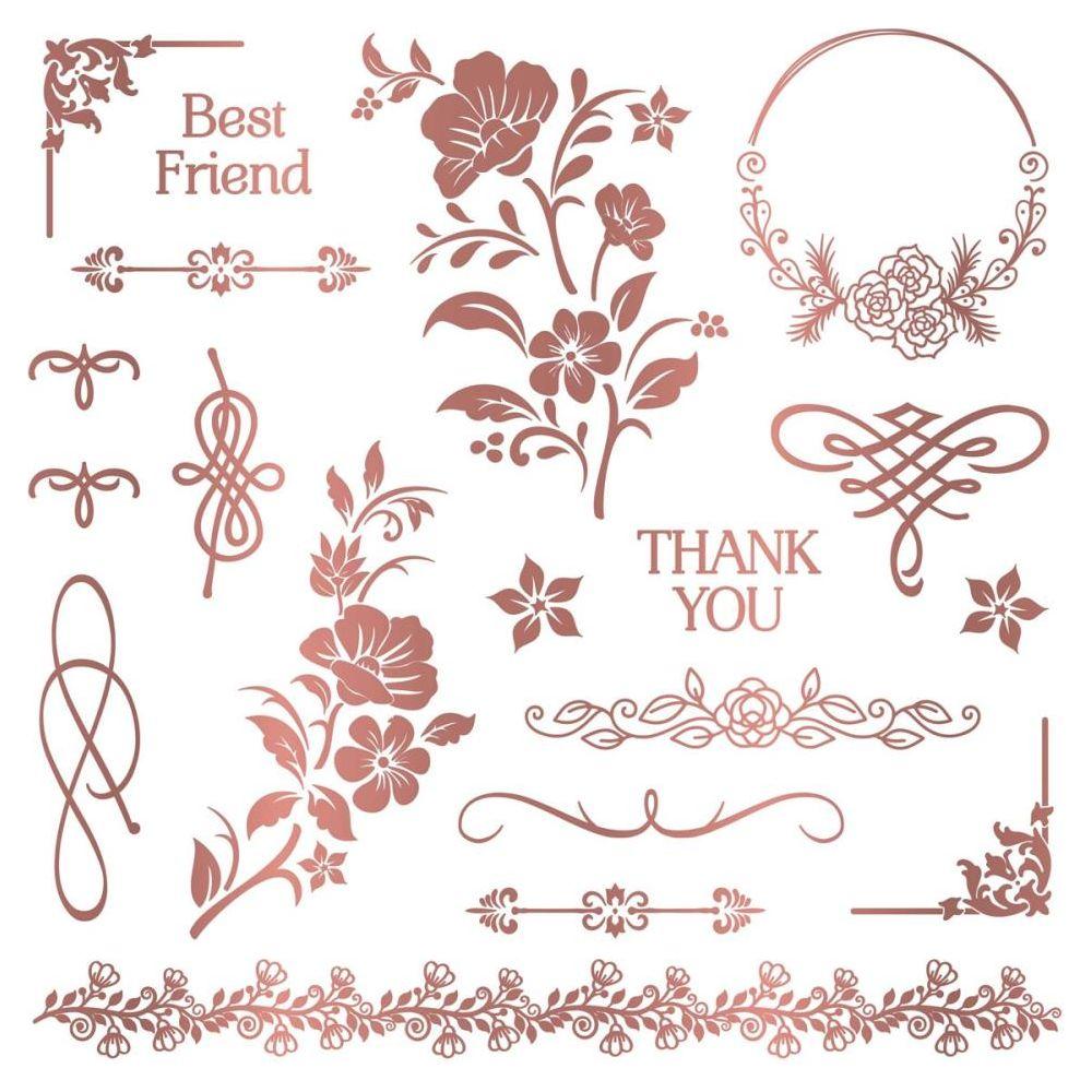 Crafter's Companion Floral Elegance 8 x 8 Foil Transfers s-fe-foiltr8 Detailed Product Image