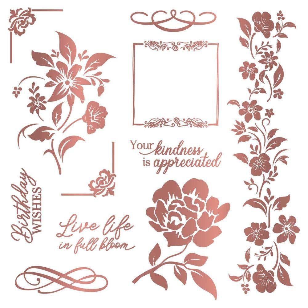 Crafter's Companion Floral Elegance 8 x 8 Foil Transfers s-fe-foiltr8 Birthday Wishes