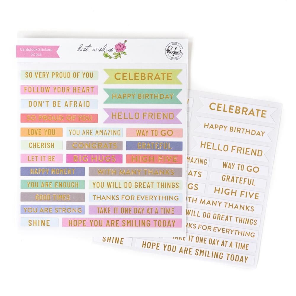 Pinkfresh Studio Best Wishes Cardstock Stickers 208823