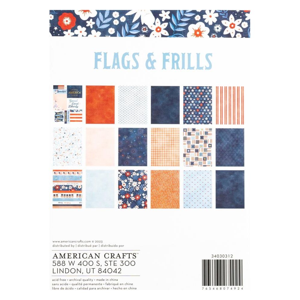 American Crafts Flags And Frills 6 x 8 Paper Pad 34030312 back