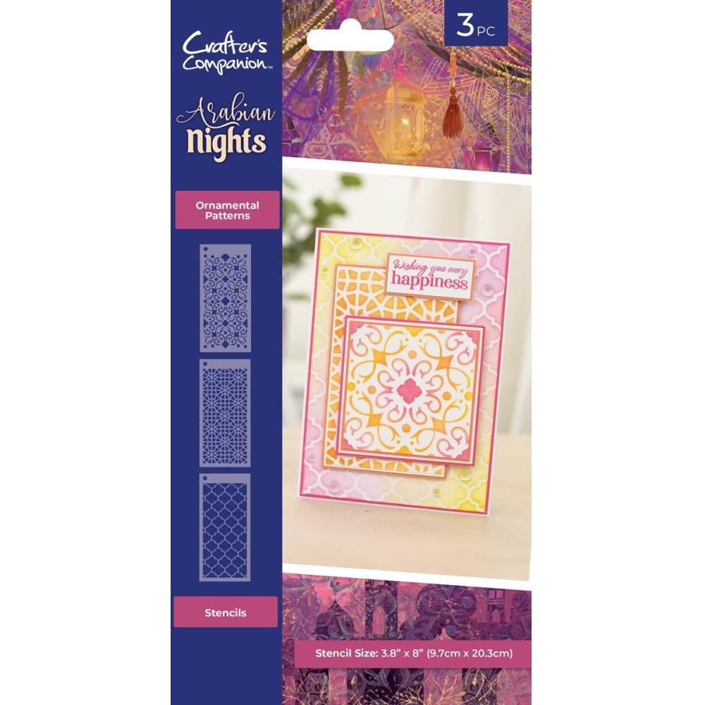 Crafter's Companion Ornamental Patterns 3.8 x 8 Stencils 3 Pack an-sten-orpa