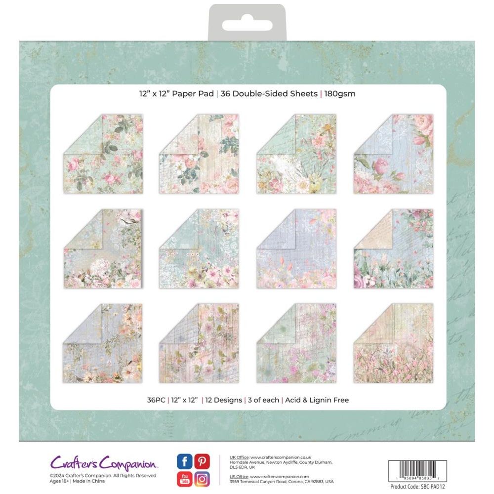 Crafter's Companion Summer Blooms 12 x 12 Paper Pad sbc-pad12 Packaging View