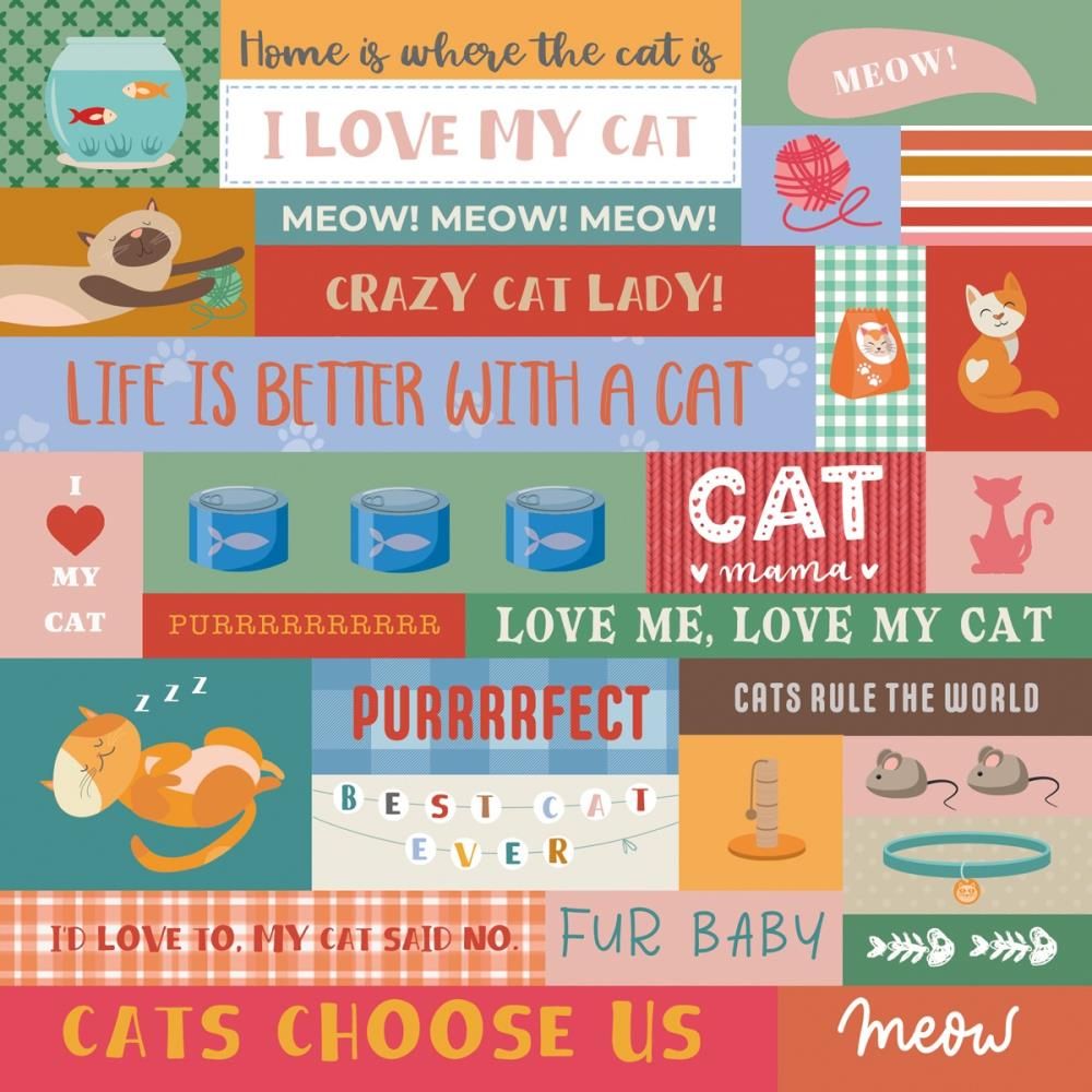 Crafter's Companion It's A Cat's Life 6 x 6 Paper Pad cc-pr-pad6-iacl Fun Sentiments