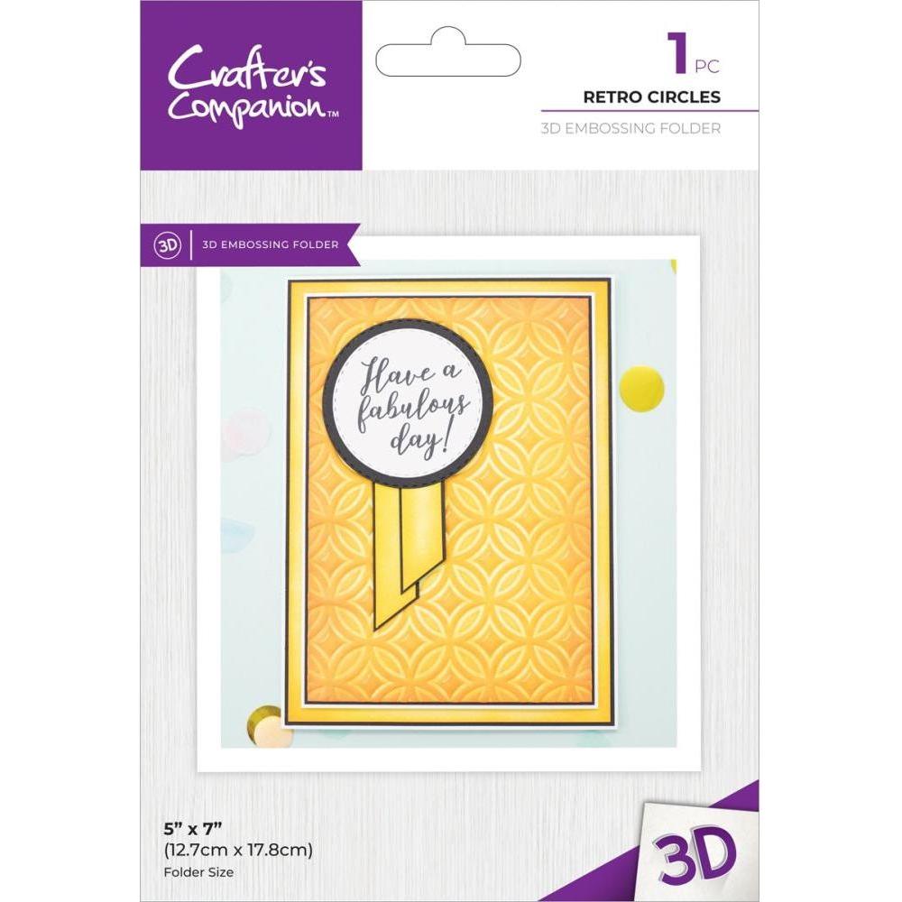 Crafter's Companion Retro Circles 5 x 7 3D Embossing Folder cc-ef5-3d-reci