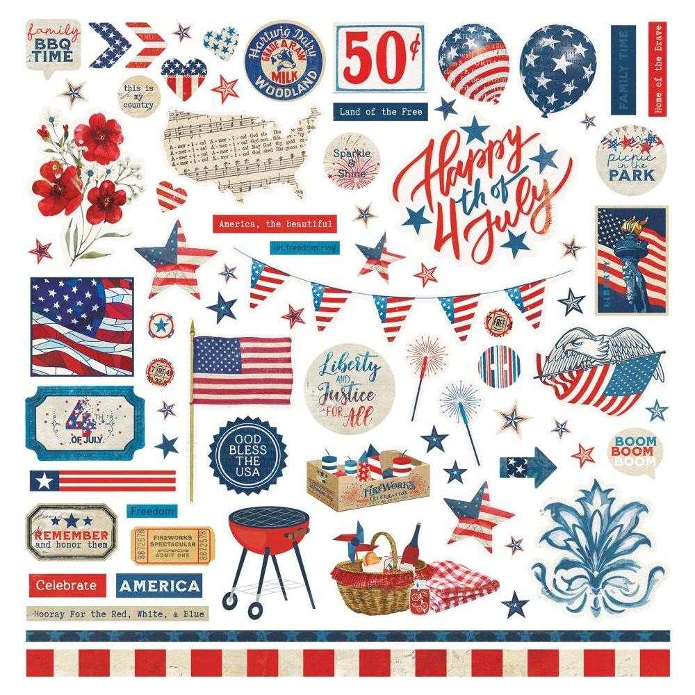 PhotoPlay With Liberty 12 x 12 Collection Kit wil4518 Cardstock Stickers