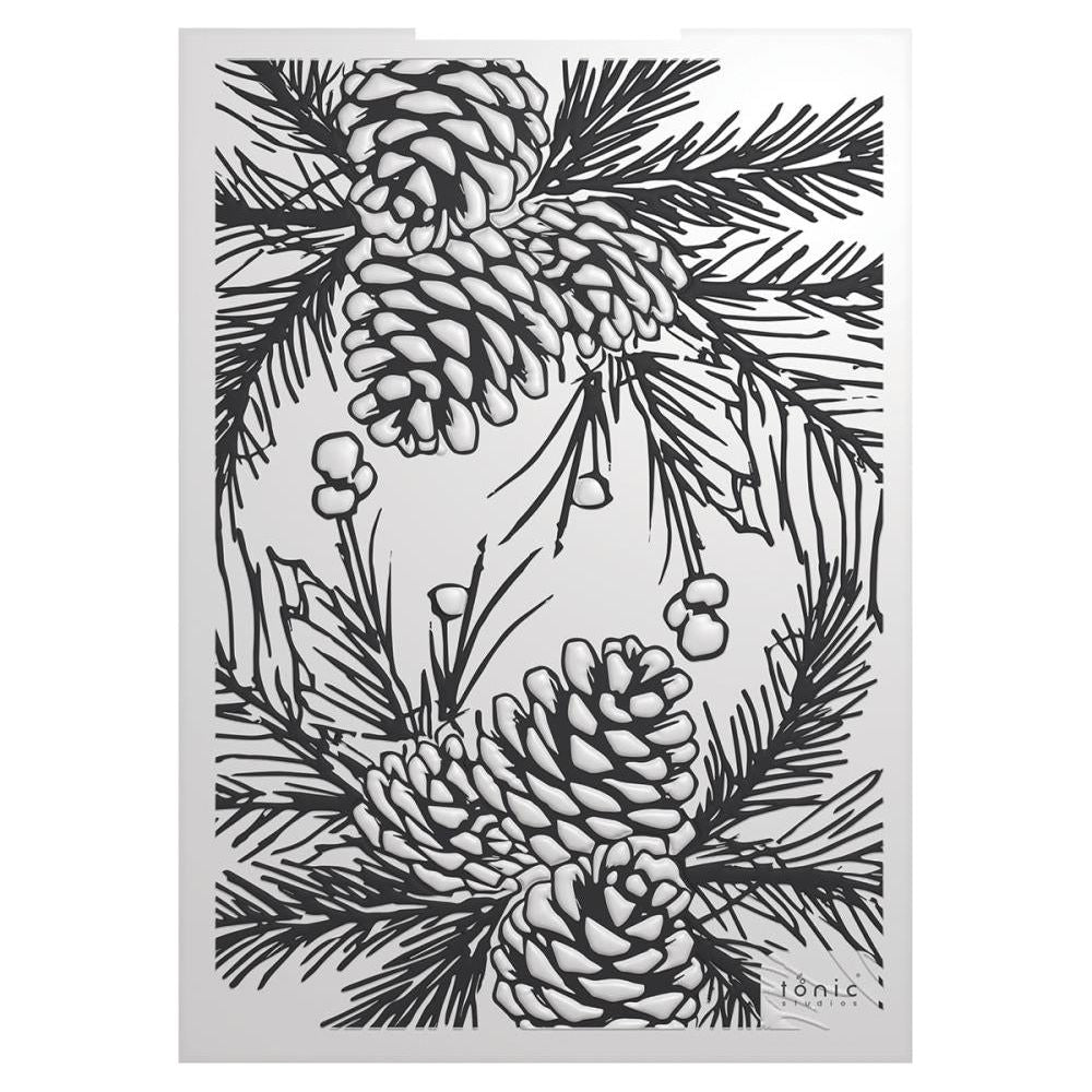 Tonic Pinecone Parade 3D Embossing Folder 5528e Detailed View