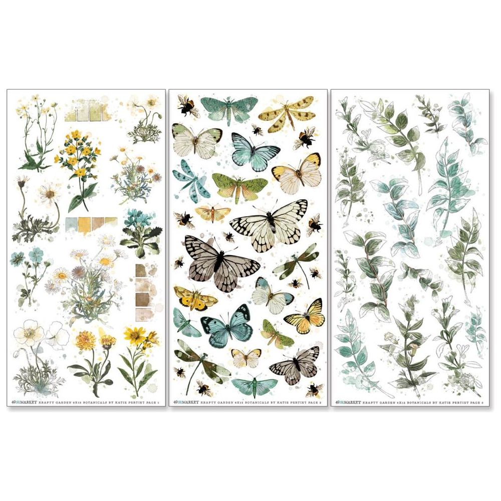 49 and Market Krafty Garden Botanical Rub-on Transfers kg-26603 product image