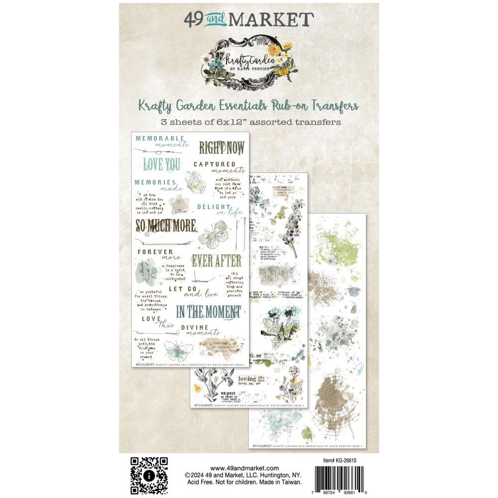 49 and Market Krafty Garden Essentials Rub-on Transfers kg-26610