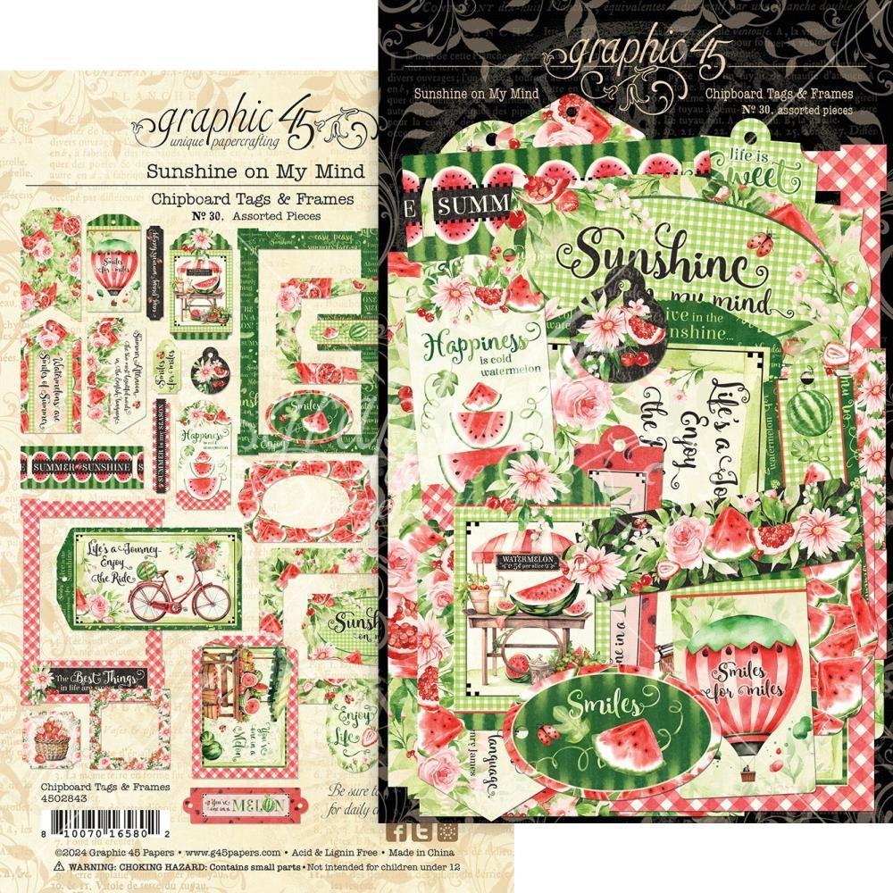 Graphic 45 Sunshine On My Mind Chipboard Die Cut Assortment 707839