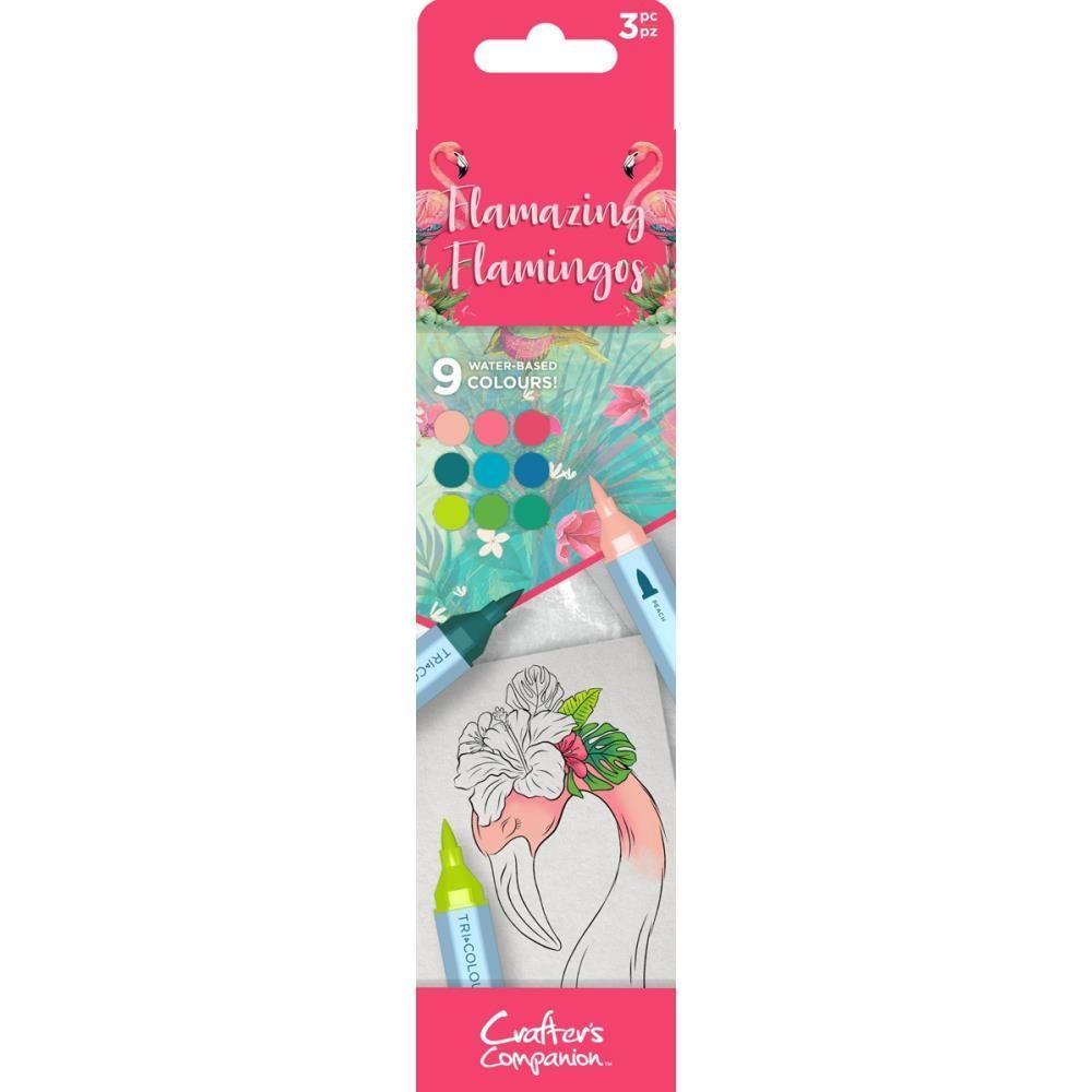 Crafter’s Companion Fabulous Flamingos Tri-Colour Aqua Pens flfl-tcaq