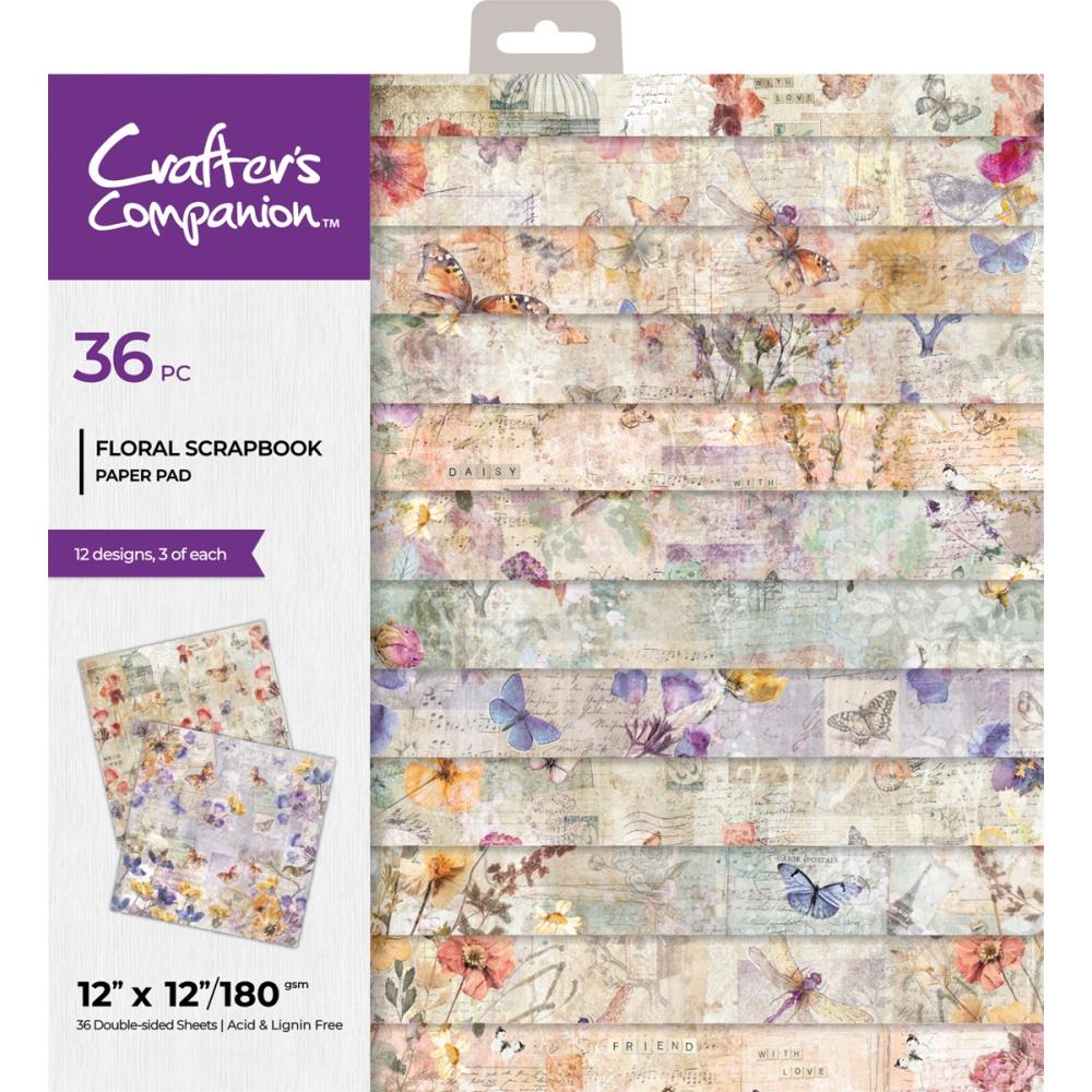 Crafter’s Companion Floral Scrapbook 12 x 12 Paper Pad cc-pad12-flsc