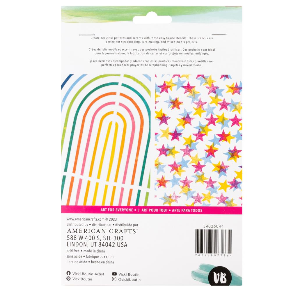 American Crafts Vicki Boutin Bold And Bright Arches Stencil Pack 34026044 back
