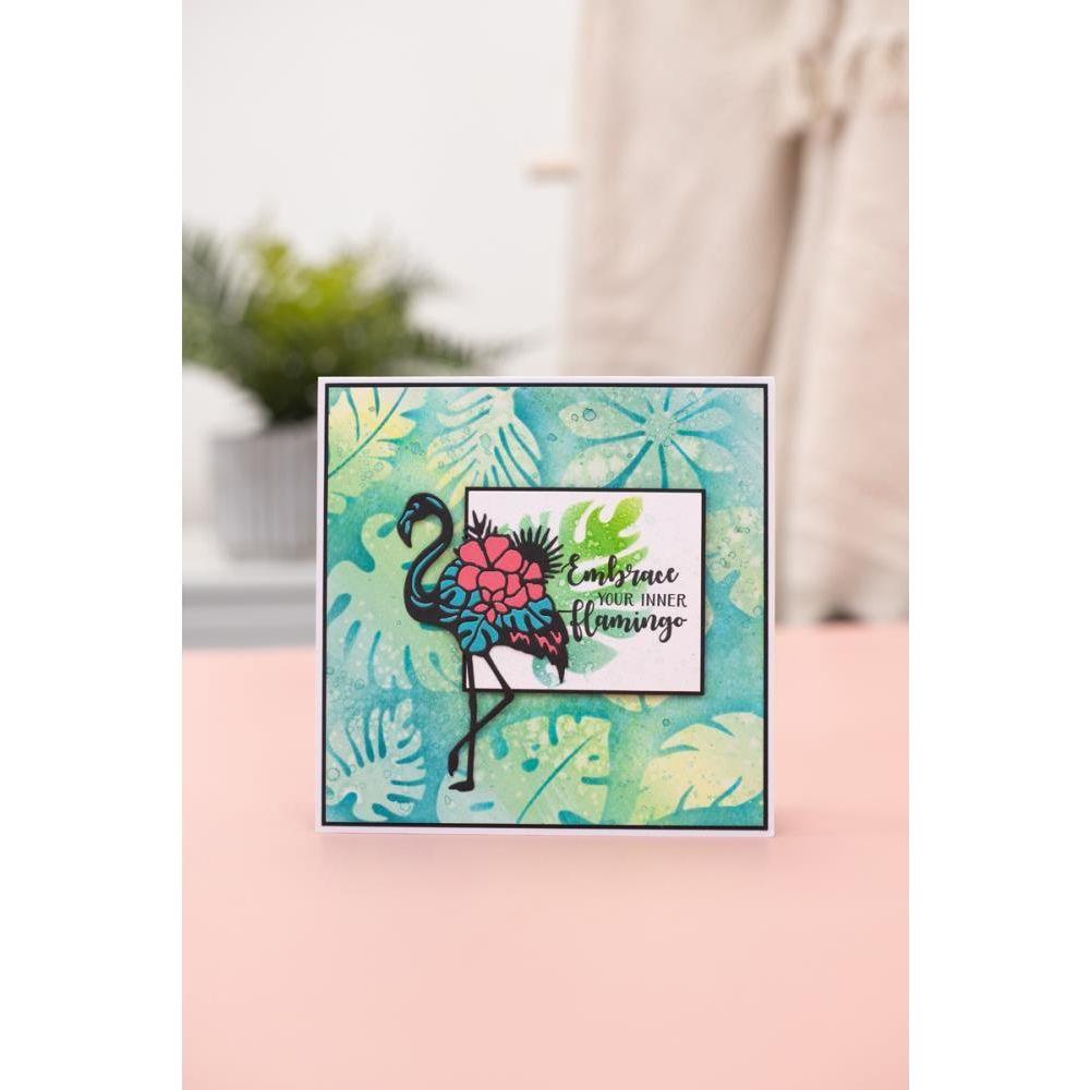 Crafter’s Companion Fabulous Foliage Stencils And Masks flfl-stenma-faf Embrace Your Inner Flamingo Card