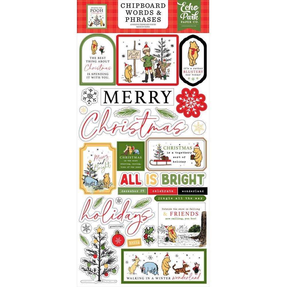 Echo Park Winnie The Pooh Christmas 6 x 13 Chipboard Words And Phrases wpc386022