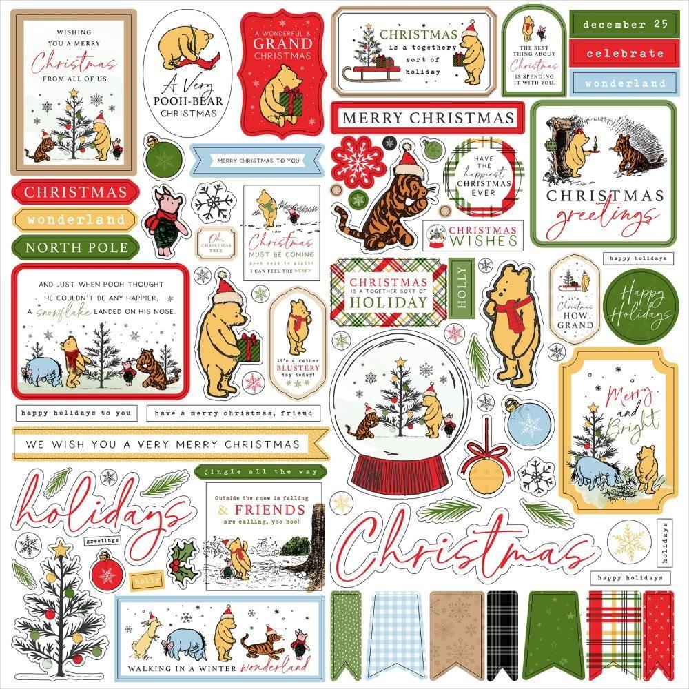 Echo Park Winnie The Pooh Christmas 12 x 12 Collection Kit wpc386016 Cardstock Stickers